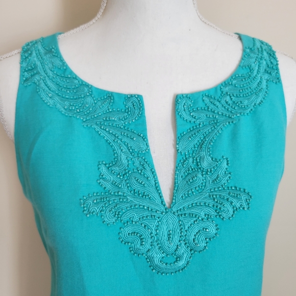 Jessica Howard Sleeveless Embellished Teal Green Sheath Dress - Picture 3 of 7